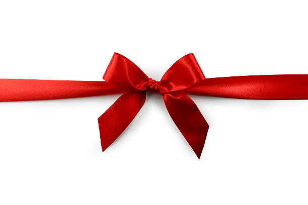 Red Satin Gift Bow (Clipping Path) A red satin ribbon tied in a bow over a pure white background. Clipping Path Included. ribbon sewing item photos stock pictures, royalty-free photos & images