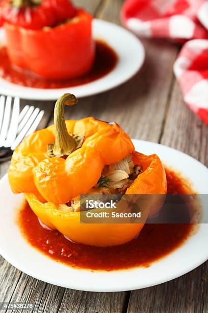 Red And Yellow Peppers Stock Photo - Download Image Now - 2015, Appetizer, Backgrounds