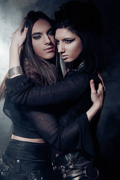 istock Romantic portrait of young gothic couple 475439028