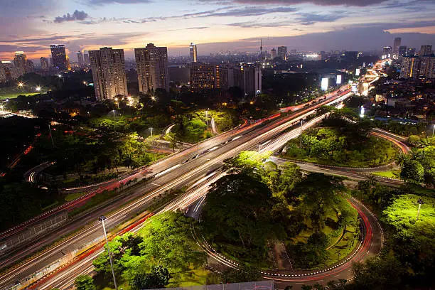 Nightshot city of Jakarta Indonesia Asia