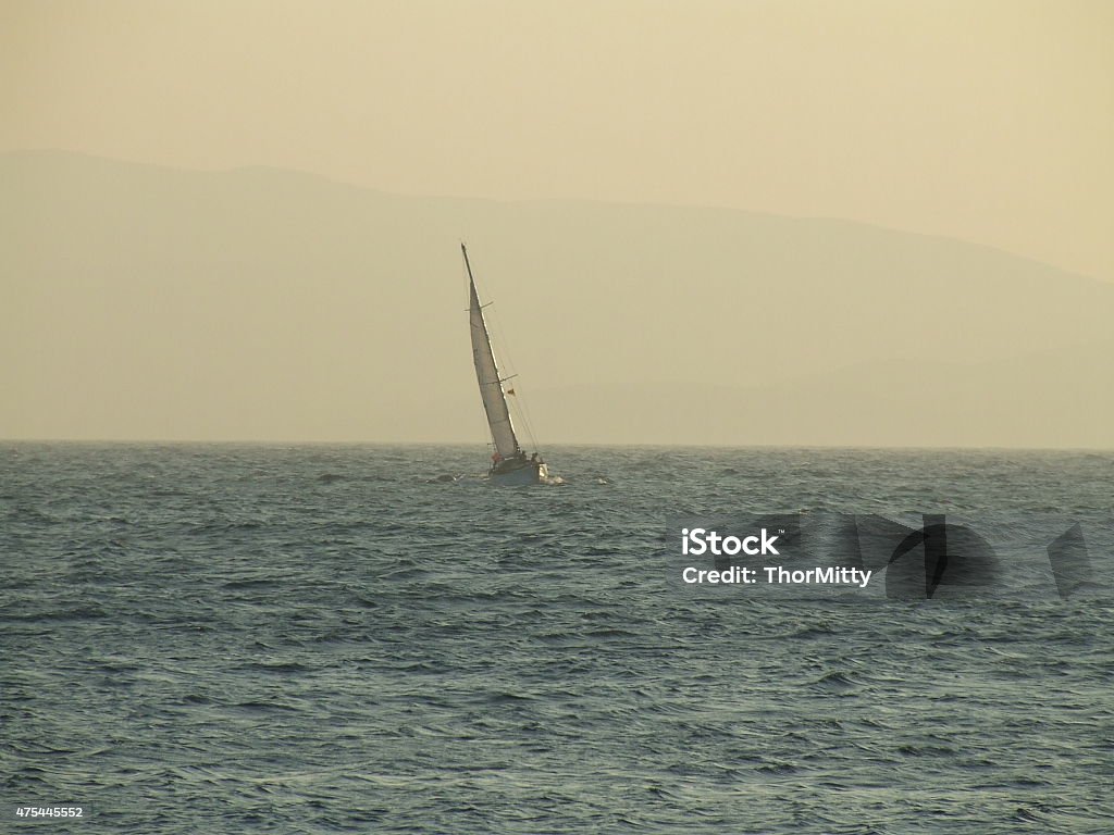 Sailing The boat on the way to the port 2015 Stock Photo