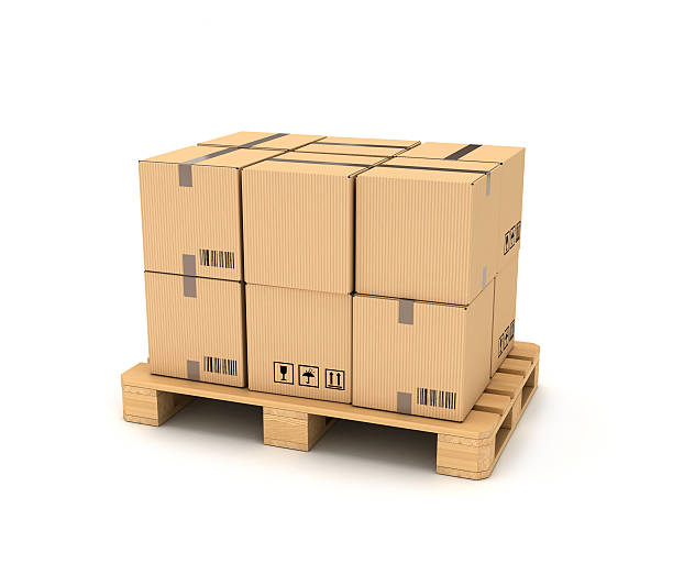 istock Cardboard boxes on wooden palette 475446140