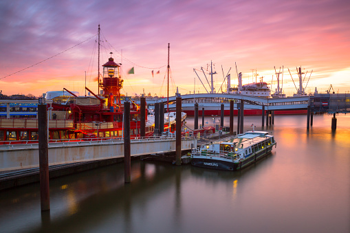 Hamburg harbor in long exposure