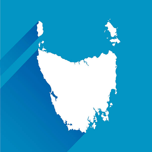 blue tasmania map icon - tazmanya stock illustrations