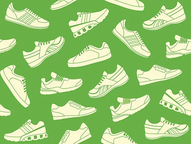Vector illustration of Seamless background from images sport shoes
