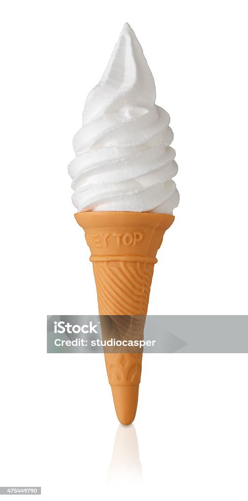 Vanilla Soft Serve Ice Cream or Frozen Yogurt Vanilla soft serve ice cream or frozen yogurt in a wafer cone isolated on a white background with clipping path  Soft Serve Ice Cream Stock Photo