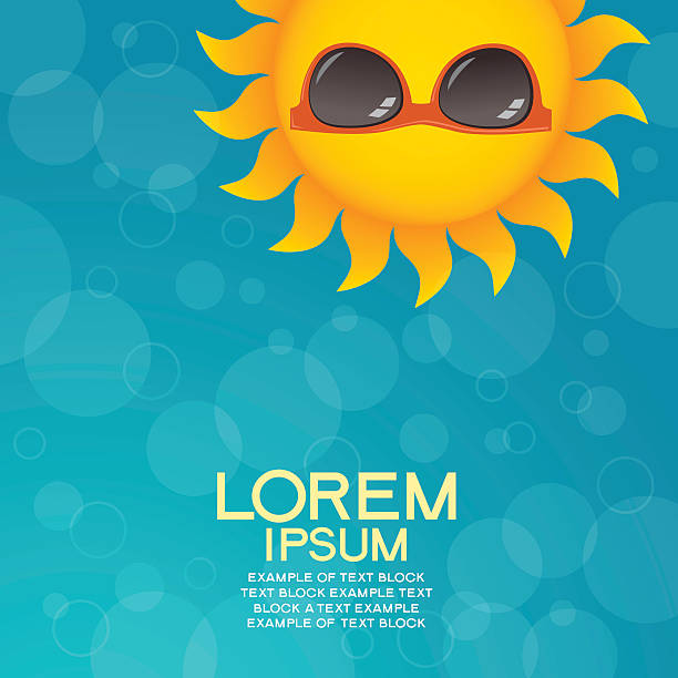 ilustrações, clipart, desenhos animados e ícones de fundo de verão com óculos de sol e texto - weather condition sunny sunlight