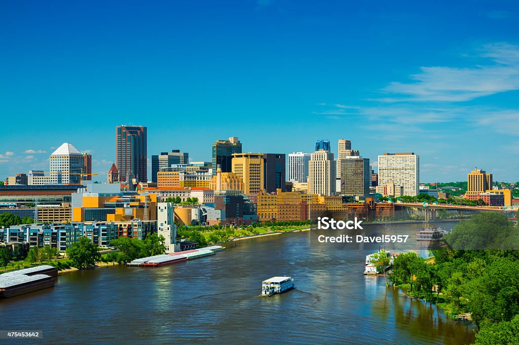 Saint Paul, MN skyline and river Saint Paul downtown skyline with the Mississippi River in the foreground.  Saint Paul is part of the Minneapolis - Saint Paul Twin Cities area. St. Paul - Minnesota Stock Photo