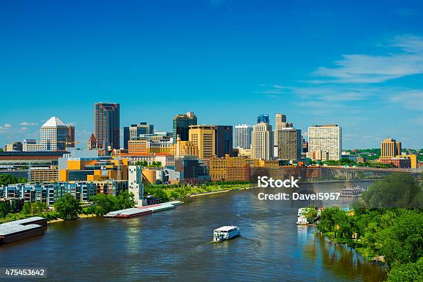 Saint Paul Mn Skyline And River Stock Photo - Download Image Now - St. Paul - Minnesota, Minnesota, Urban Skyline