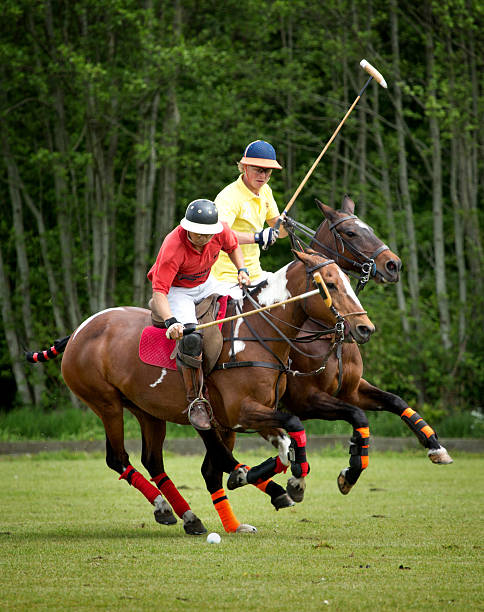 deux joueurs de polo difficile pour le ballon - women bride personal accessory adult photos et images de collection