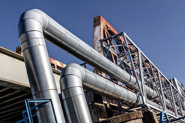 istock Steel pipelines from the power station 475453818