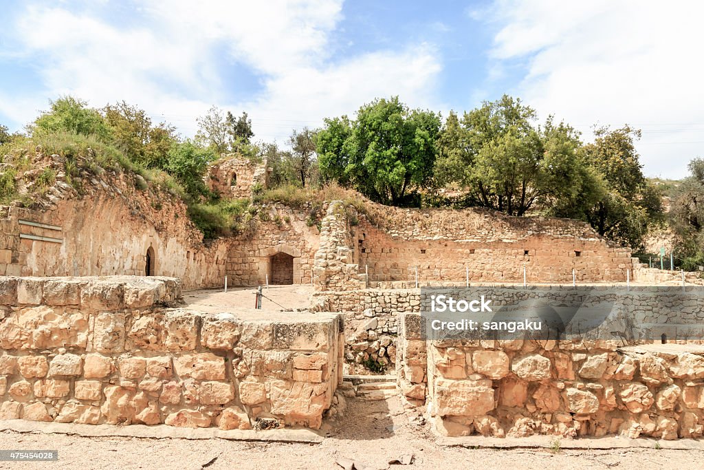 Crusader Farmhouse Ruins - Aqua Bella Springs near Jerusalem 2015 Stock Photo