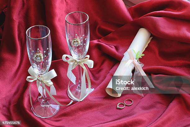 Red Background Glasses Pearls Invitation Stock Photo - Download Image Now - 2015, Ancient, Antique