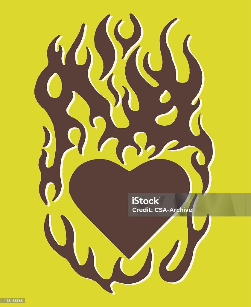 Flaming corazón - arte vectorial de 2015 libre de derechos