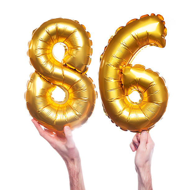 istock Gold number 86 balloons 475455964