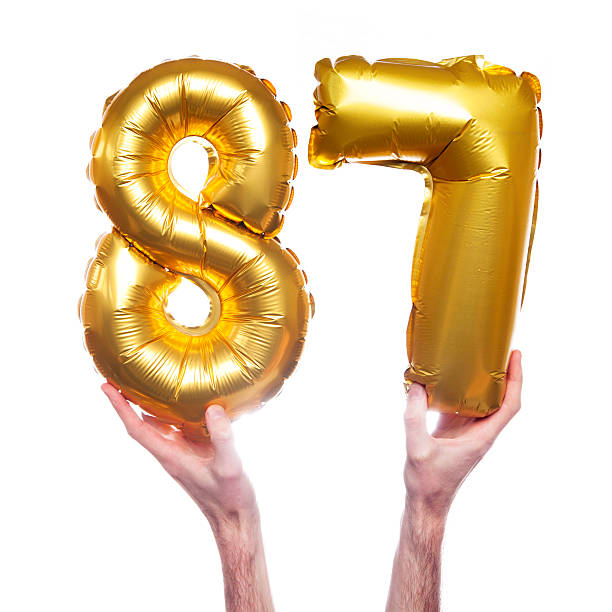 istock Gold number 87 balloons 475455970