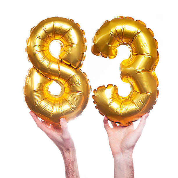 istock Gold number 83 balloons 475455976