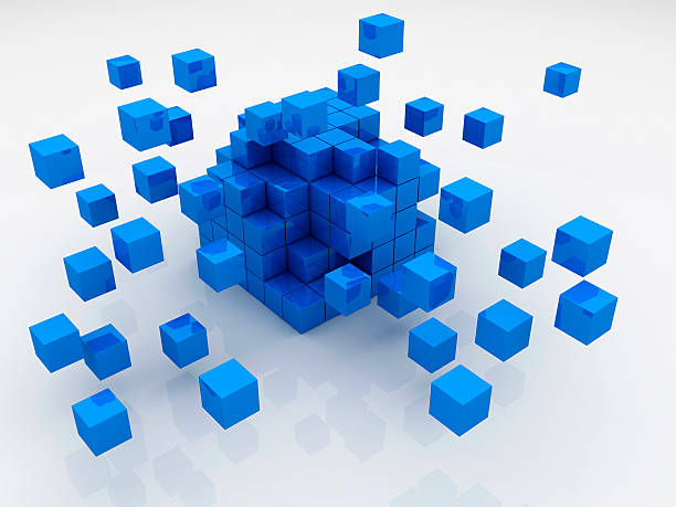 istock Illustration of blue cubes on white background, 3d render 475461098