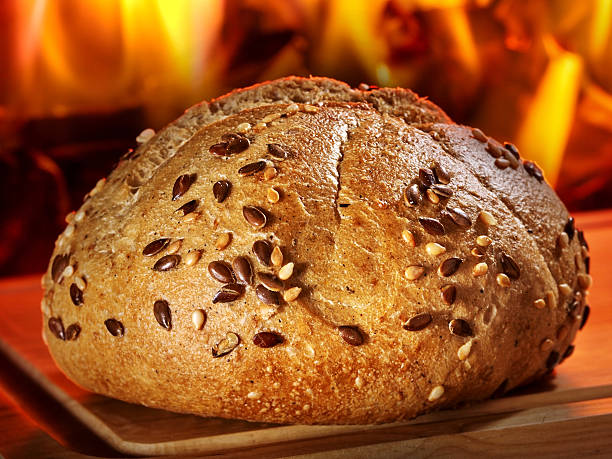 istock Sesame bun  on background of fire 475461982