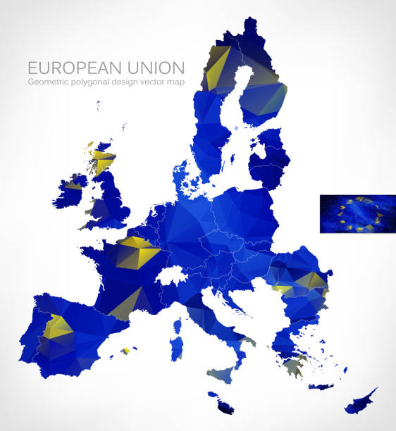 istock Geometric polygonal design vector map of the European Union 475462570