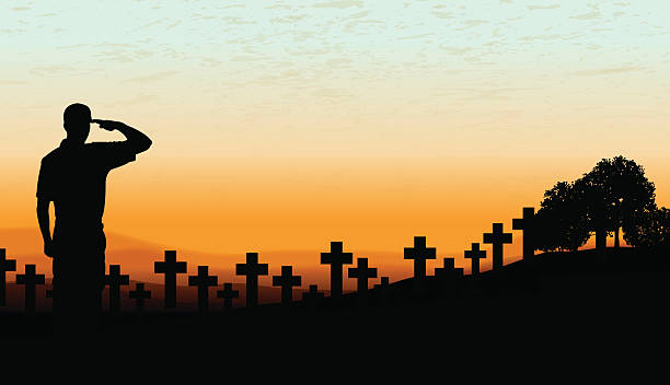 вооружённые силы сша солдат кладбище-праздник фон - saluting veteran armed forces military stock illustrations