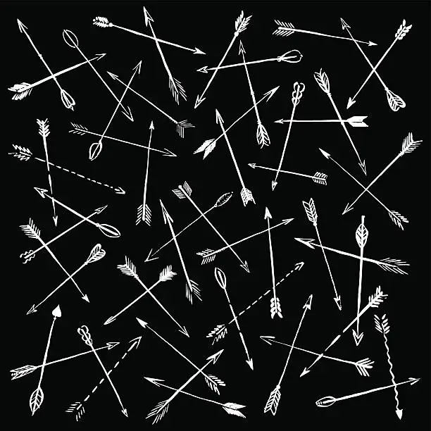 Vector illustration of Vector collection white hand-drawn arrows