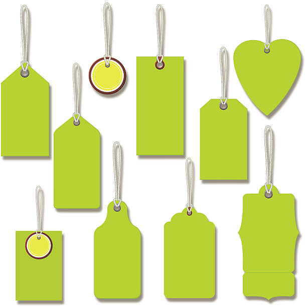 Bright Green Gift Or Price Tags With String Stock Illustration - Download  Image Now - Gift Tag - Note, Circle, String - iStock