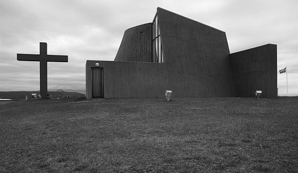Iceland. Blonduos concrete church. North Iceland.