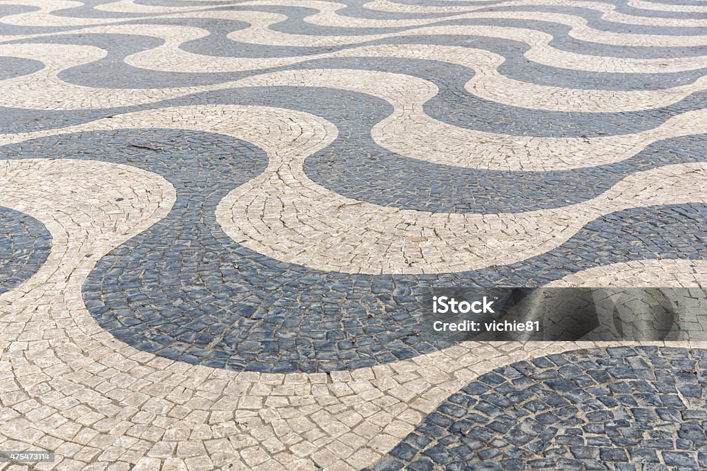 Tile brick floor Tile brick floor in Lisbon Town Square, Portugal using as background Tiled Floor Stock Photo