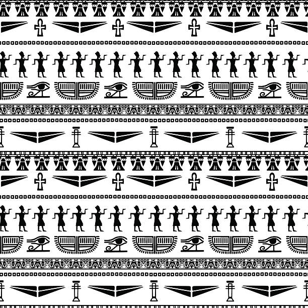 illustrazioni stock, clip art, cartoni animati e icone di tendenza di egitto pattern senza bordi - egyptian culture hieroglyphics human eye symbol