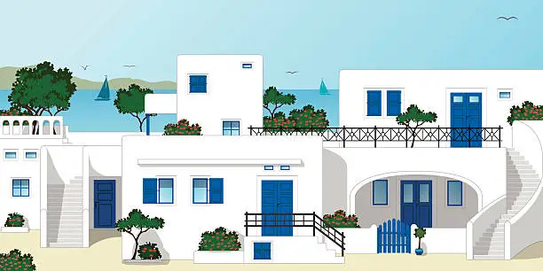 Vector illustration of Traditional greek houses