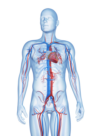 3D Render Illustration of a man with a serious facial expression touching his chest as a result of chest pain.