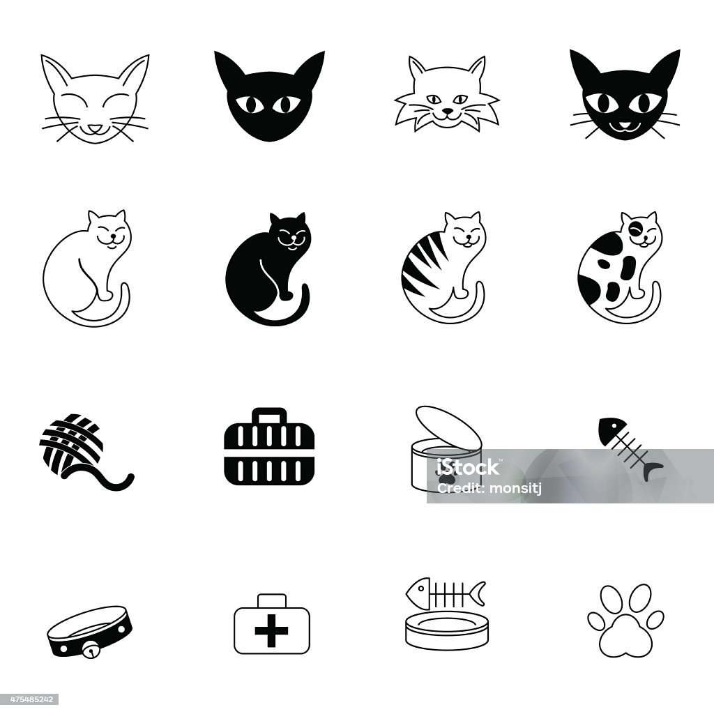 Cat Icons Set Vector Illustration Stock Illustration - Download Image Now -  Domestic Cat, Illustration, Undomesticated Cat - iStock