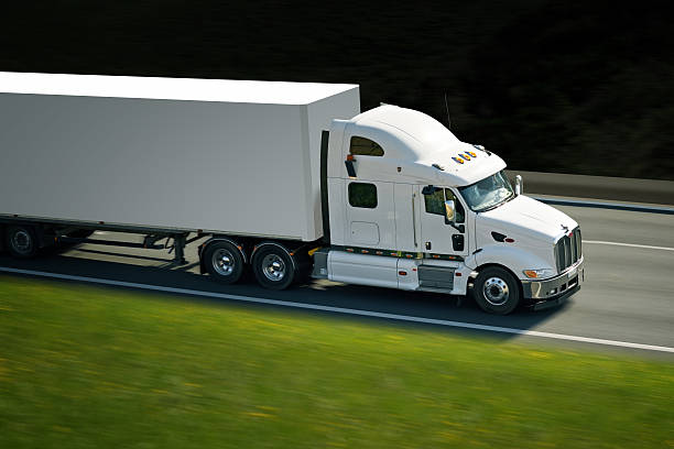 semi truck on road stock photo