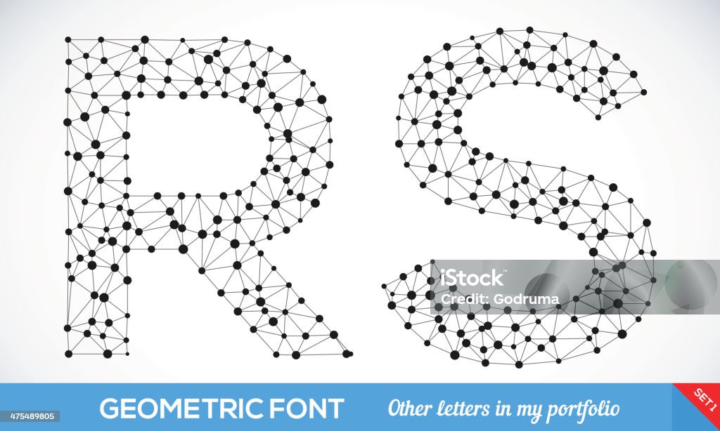 Geometric type font. Geometric type font, geometric modern typography set. R and S letters. More letters in my portfolio. Letter R stock vector