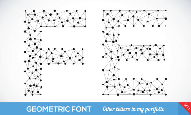 geometric typ czcionki. - letter f franc sign alphabet typescript stock illustrations