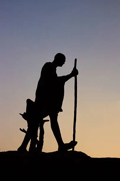 Photo of Mahatma Gandhi Statue in silhouette, New Delhi