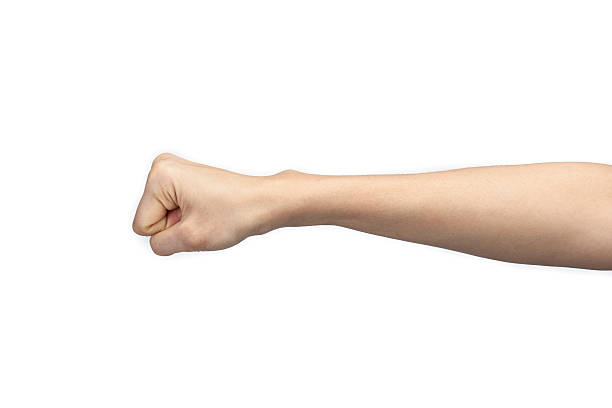 istock The hands are punching isolated on white background. 475494802