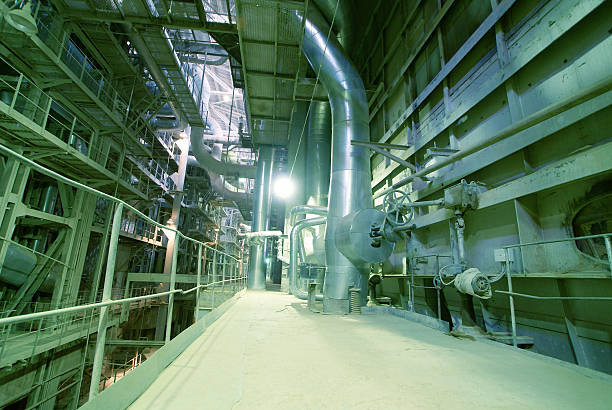 istock Industrial zone, Steel pipelines, valves and cables 475495246