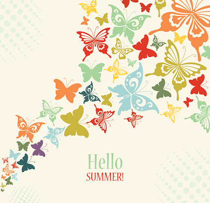 Decorative Vintage Background with Butterflies.