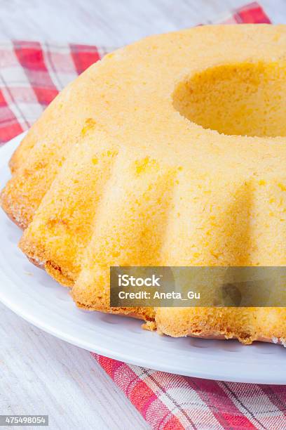 Roundshaped Tasty Lemon Cake Stock Photo - Download Image Now - 2015, Arrangement, Baked