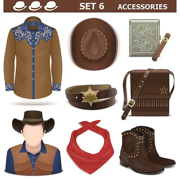Vector illustration of Vector Male Accessories Set 6