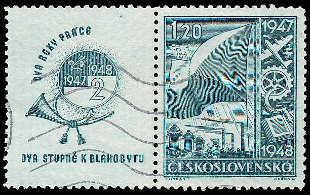 istock Stamp printed by Czechoslovakia, shows Flag, Symbols 475499697