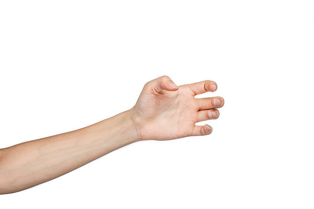 istock Beautiful woman hand holding isolated on white background 475501122