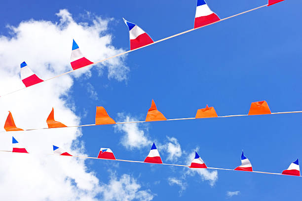istock Orange flags, celebrating kings day in the Netherlands 475501512