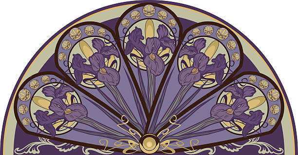 illustrations, cliparts, dessins animés et icônes de iris décoration - art nouveau