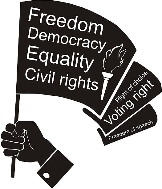 flag in hand, civil rights vector art illustration