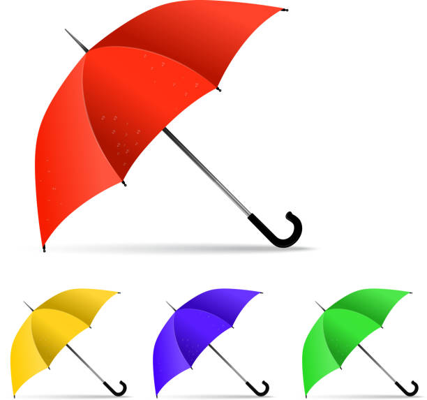 набор разноцветных зонтик изолированные на белом фоне.   vect - white background stock illustrations
