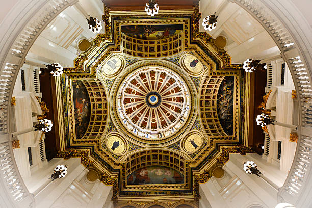 Pennsylvania State Capital Dome Photograph taken inside the state capitol of the spectacular 272-foot, 52 million-pound dome.  harrisburg pennsylvania stock pictures, royalty-free photos & images
