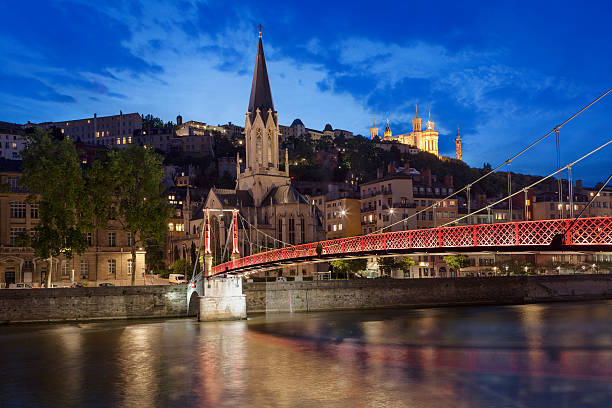 istock Panoramic night view of Lyon with Saone river 475511546